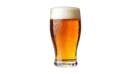glass with beer isolated on white transparent background 