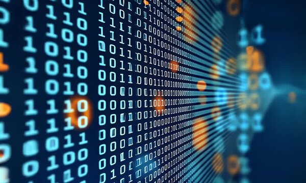 4K animation of blue binary digits flowing in a digital stream, representing coding, data transfer, and technology. Perfect for illustrating programming, cybersecurity, and futuristic tech concepts.