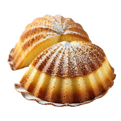 Sponge butter shell shape little cake pastry dessert isolated on white and transparent background