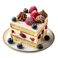 Cake with berries isolated on white and transparent background
