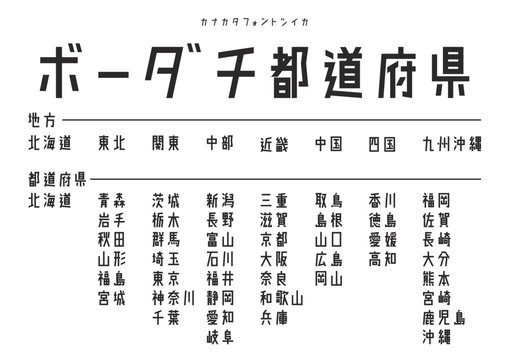 ボーダチ都道府県（カタカナフォントの追加）	

