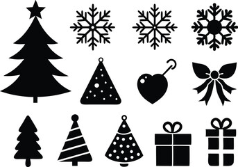 set of christmas elements