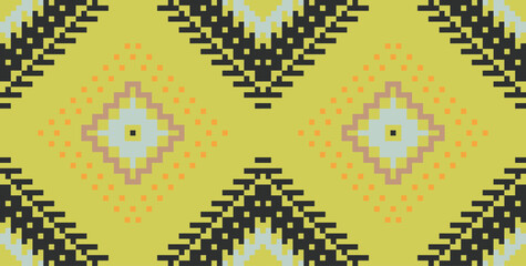 Motifs Ikatee Patternfolk Embroidery, Aztec Geometric Ornament Print. Design for Carpet, Wallpaper, Clothing, Wrapping, Fabric