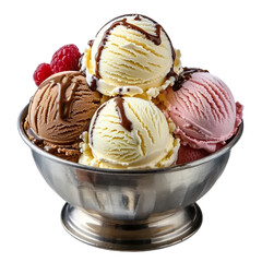 Ice cream in a bowl isolated on white and transparent background