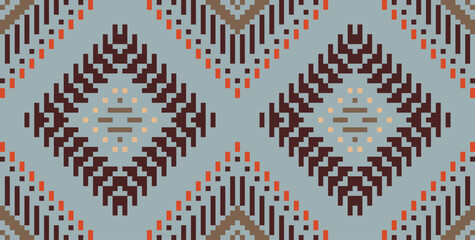 Geometric Ikat Pattern Curtainsfolk Embroidery, Aztec Geometric Ornament Print. Design for Carpet, Wallpaper, Clothing, Wrapping, Fabric