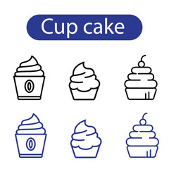 Cupcake sweet dessert line art vector icon for apps and websites.
