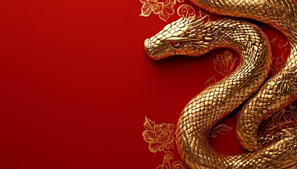 luxury red and gold chinese snake new year background with copy space for text, snake year