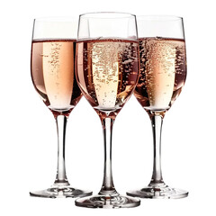 Glass of champagne isolated on white and transparent background