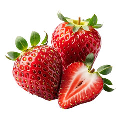 Strawberries isolated on white and transparent background