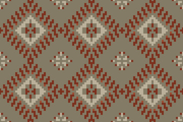 Cross Stitch Abstract Geometric Pattern Wallpaperfolk Embroidery, Aztec Geometric Ornament Print. Design for Carpet, Wallpaper, Clothing, Wrapping, Fabric