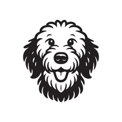 Komondor Dog Face Clipart Design - Dog Face Logo - Komondor Vector illustration in black and white
