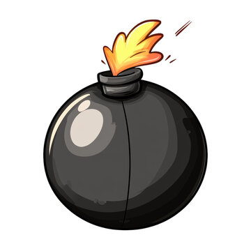 recommend clip art: Classic Cartoon Bomb: A round, black bomb with a lit fuse, featuring a cheerful cartoonish style. png, transparent background.