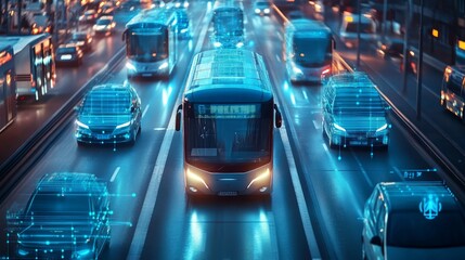 Fototapeta premium Transportation and technology concept. ITS (Intelligent Transport Systems). Mobility as a service.Telecommunication. IoT (Internet of Things). ICT (Information communication Technology)