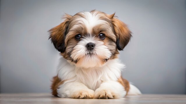 Adorable shih tzu puppy with fluffy fur and playful demeanor, shih tzu, puppy, dog, pet, fluffy, small, playful, cute, breed - Powered by Adobe