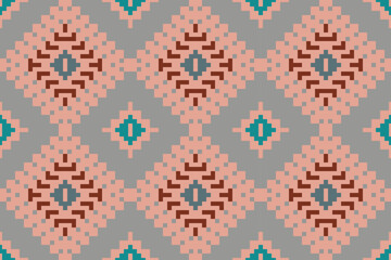 Arabic Ikat Pattern Curtainsfolk Embroidery, Aztec Geometric Ornament Print. Design for Carpet, Wallpaper, Clothing, Wrapping, Fabric