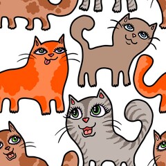 set of cats abstract seamless endless repeat pattern background fabric fashion design allover print wrapping paper digital illustration art texture textile wallpaper colorful apparel image 