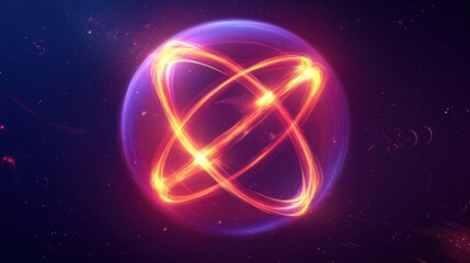 Obraz premium Glowing Atomic Structure in Space