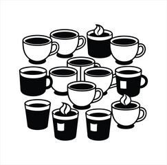Coffee cafe silhouettes on stock vector black color silhouette bundle