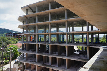 A new modern multi-storey residential building under construction