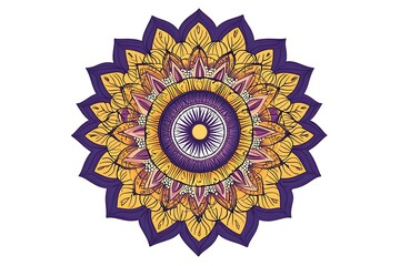 Indian floral paisley ornament. Ethnic Mandala flower print. Henna tattoo style. Festive colorful design element isolated