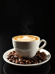 cup of coffee with rich foam, perfect for cafe promotions, menus, and morning routine concepts.