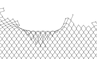 Broken wire mesh fence background