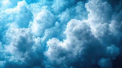 Fototapeta premium Dramatic blue sky with fluffy clouds