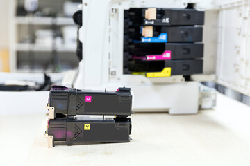 Ink toner printer for replace new or fix repair problem paper or print scanning fax or copy document or photocopier or photocopy office workplace equipment concept