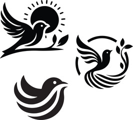 Obraz premium lying bird icon collection .eps, Bird silhouette vector illustration .eps, Bird retro hand drawn vector .eps