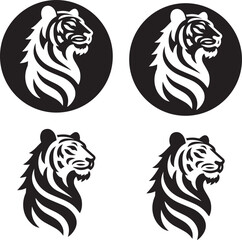 Tigers head front Exclusive Art Silhouette vector white black white background1.eps