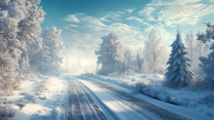 Majestic sunset in the winter mountains landscape. Dramatic sky.