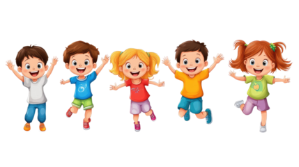 set of cartoon girl isolated on white background