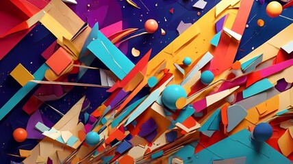 pop art galaxy where vibrant fragmented into geometric shapes, merging cubism with the dynamic motion of futurism