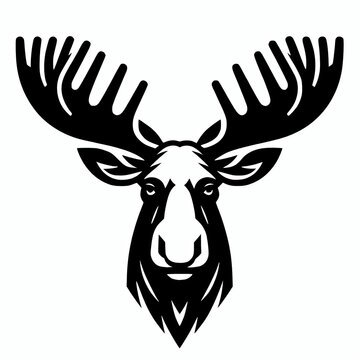 recommend clip art: Moose black vector illustration, forest wildlife animal icon symbol mascot logo