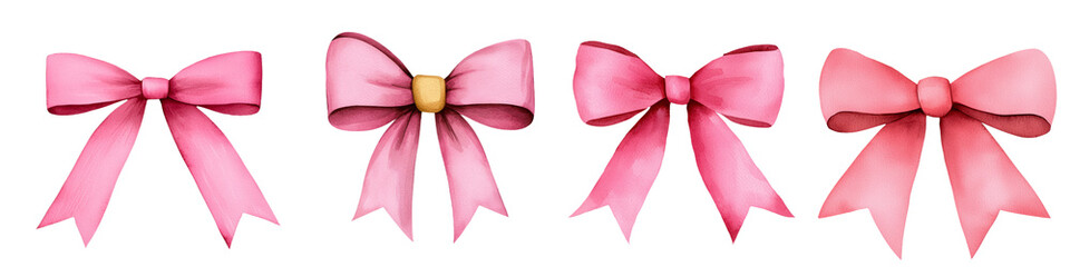 Beautiful pink bows in various styles, perfect for gifts or decorations, adding touch of elegance and charm to any occasion
