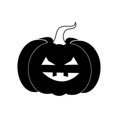 Halloween sign pumpkin. Black sad spooky scary horror vector isolated on white background 