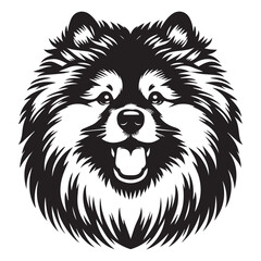 Obraz premium Keeshond Dog Face Clipart Design - Dog Face Logo - Keeshond Vector illustration in black and white