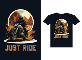 Just Ride vintage Tshirt design template.eps