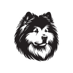 Fototapeta premium Keeshond Dog Face Clipart Design - Dog Face Logo - Keeshond Vector illustration in black and white