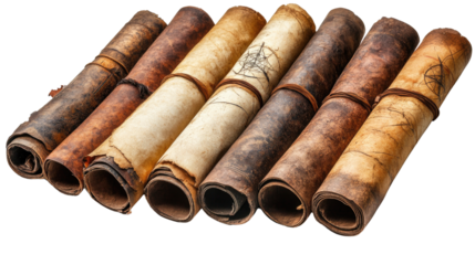 stack of old paper isolated on white background