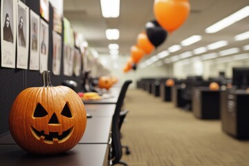Fototapeta premium Spooktacular Office Halloween Celebration: Where Professionalism Meets Playfulness