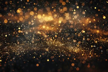 Obraz premium Elegant Gold Glitter Sparkling Bokeh and Shimmering Abstract Lights Background