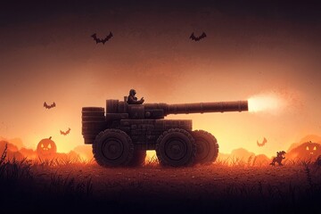 Fototapeta premium Battlefield of Frights: Halloween Heroes Unite Against Darkness