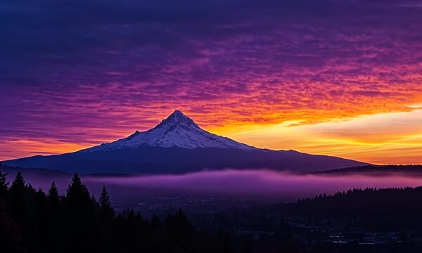 mount mt. hood, oregon. beautiful sunset view from mount hood.