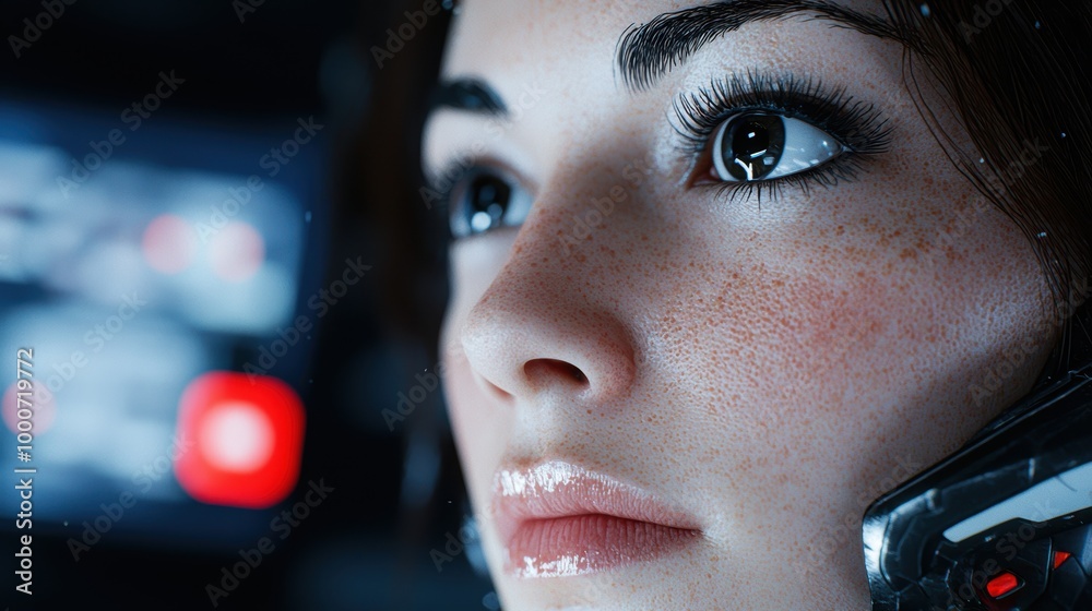 Canvas Prints Close-up portrait of a woman's face with dramatic lighting