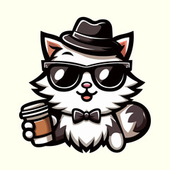 Funny and cute cartoon cat illustration, ideal for pet-themed art, illustrations, and comic designs