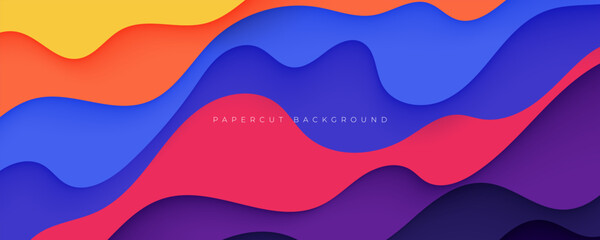 Colorful papercut background dynamic decorative design vector