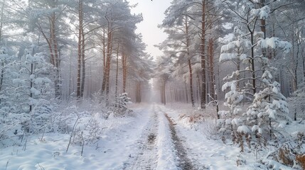 Obraz premium Picturesque snow-covered forest in the winter 