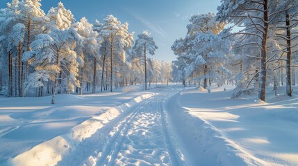Obraz premium Picturesque snow-covered forest in the winter 