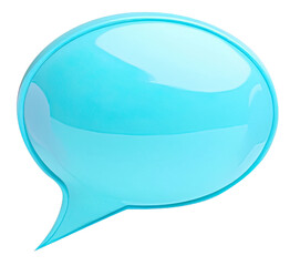 Shiny blue speech bubble isolated on white background